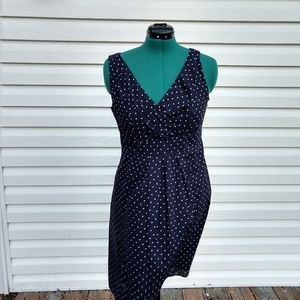 Lands End sz 12 banded waist polka dot dress